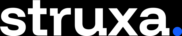 struxa wordmark, on black